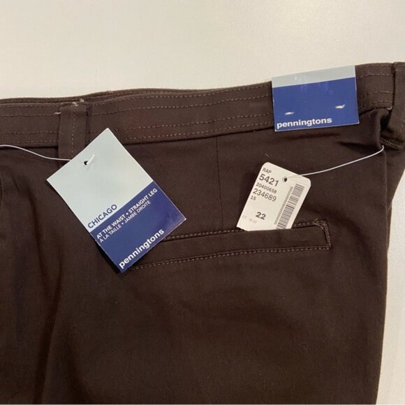 Pennington trouser pants Plus size brown stretch NWT straight leg Chicago size22 - Picture 6 of 9